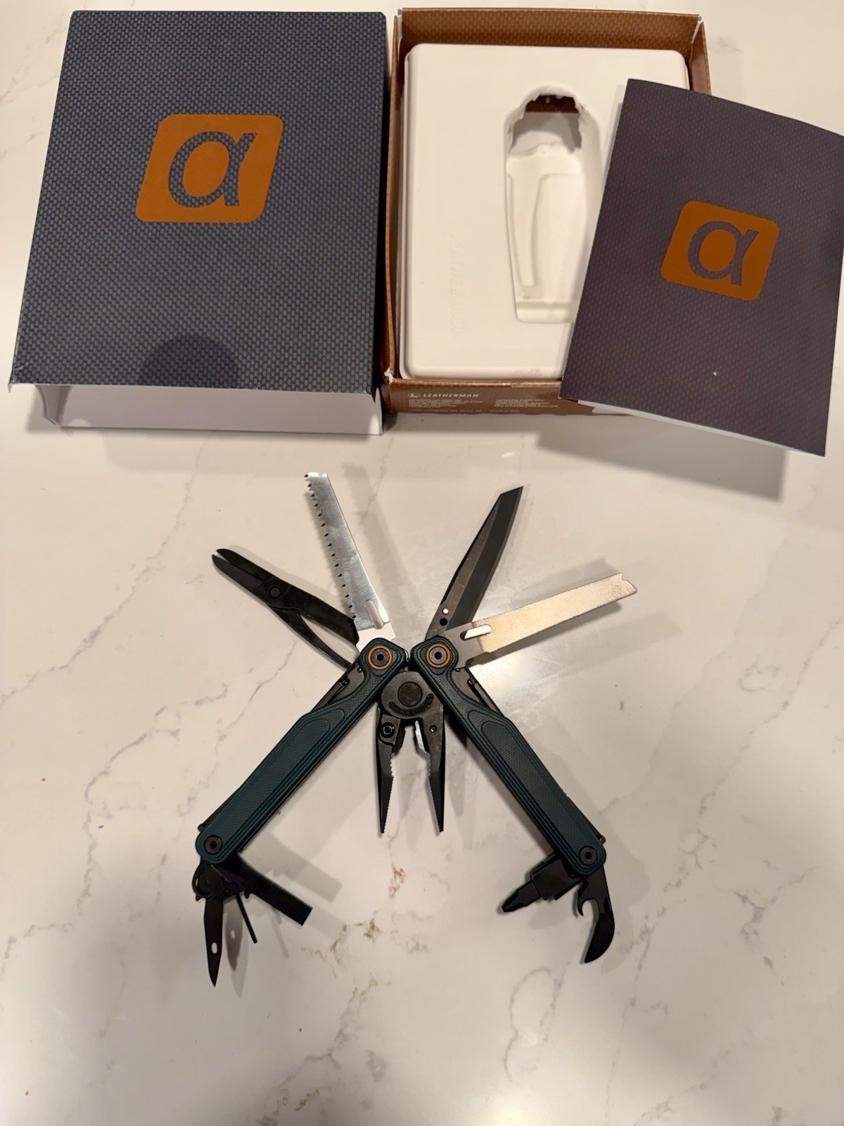 Leatherman Wave Alpha Multitool Black Oxide CUSTOM SWAP Teal Cascadia G-10 *READ