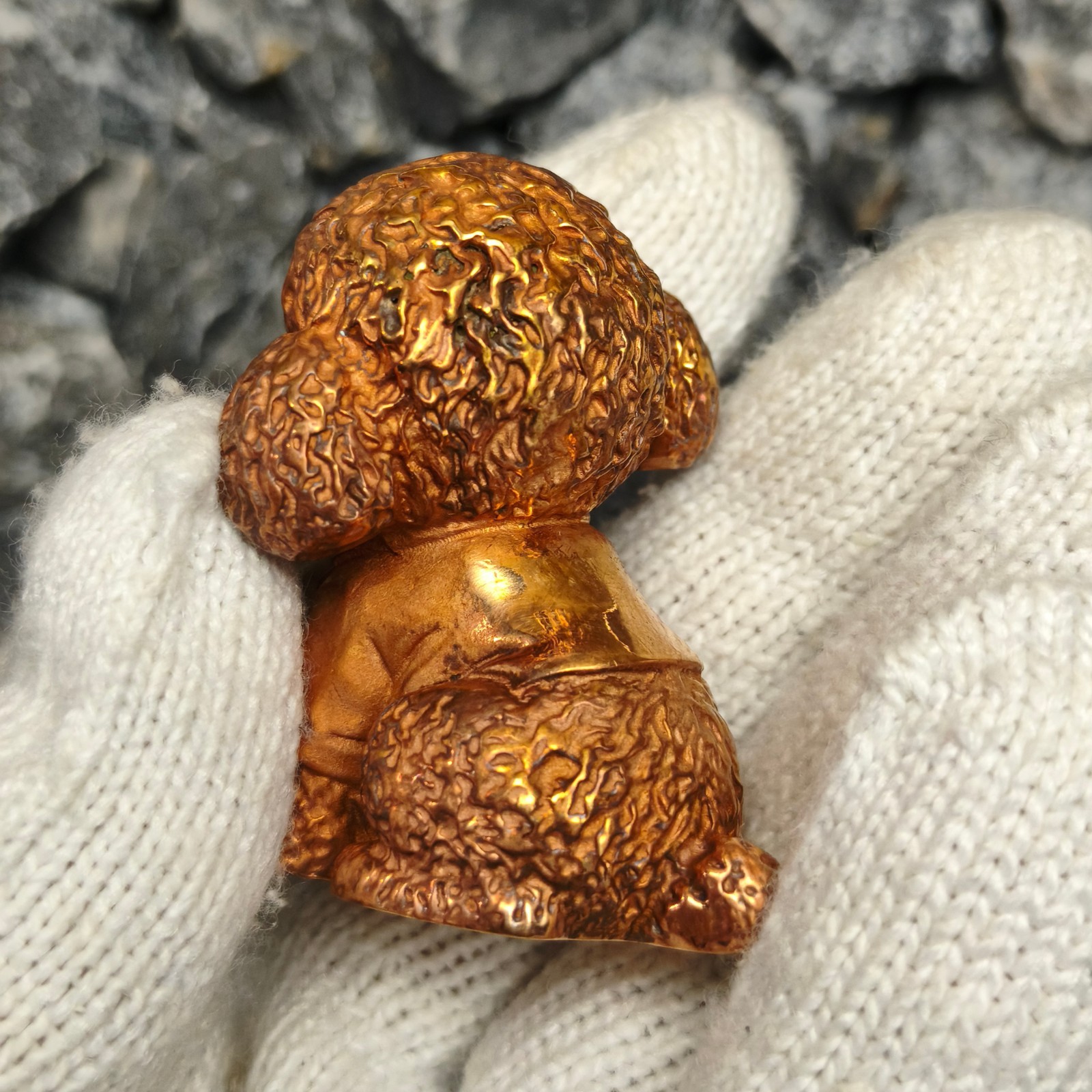 Pure copper sculpture Teddy Poodle ornament Artistic animal canine dog