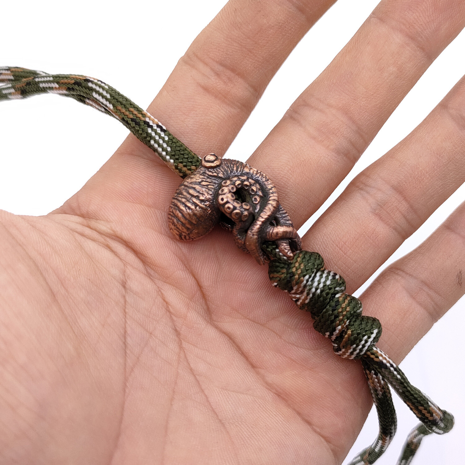 Red Copper Octopus Folding Knife Bead Cool DIY Umbrella Rope Tool Knife Pendant