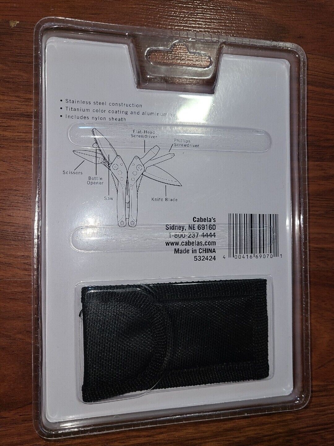 Cabela’s Multitool Knife Pliers Screwdriver X2 Scissors Saw Bottle Opener ++ RED
