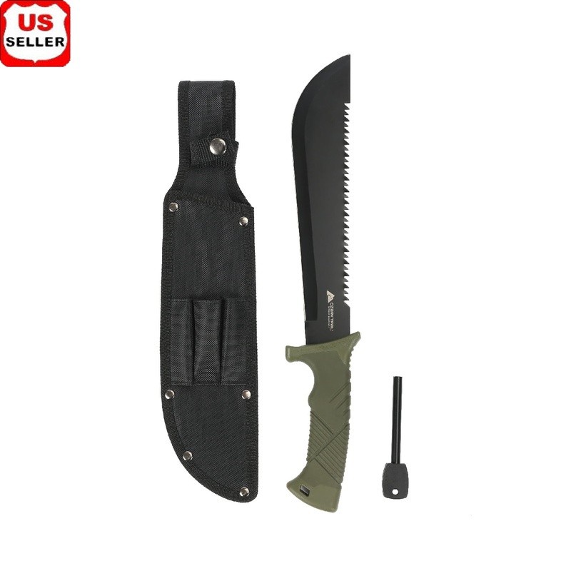 10 Inch Machete W/ Saw Teeth & Fire Starter Camping Fishing & Emergencies New