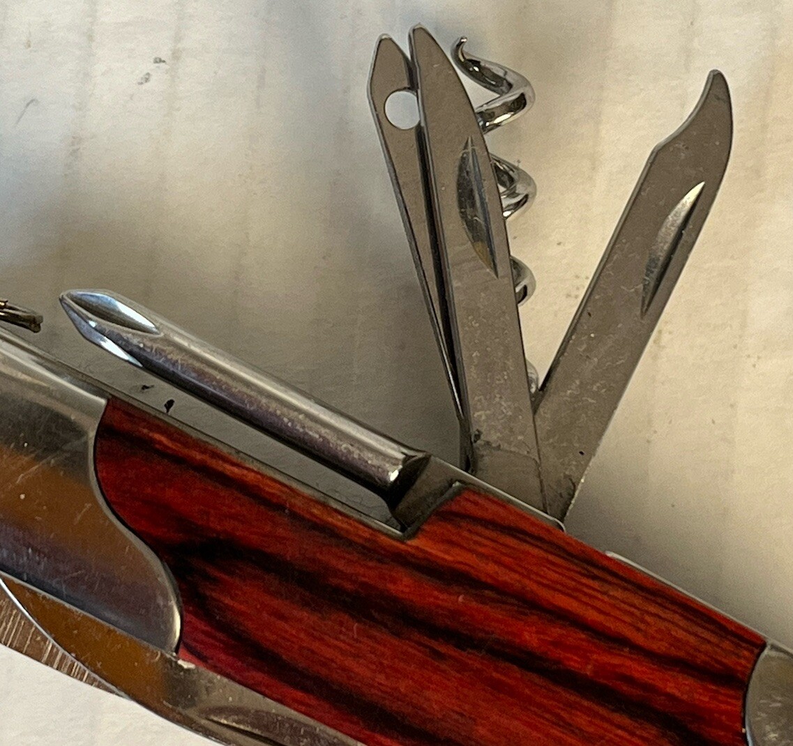 NRA Pocket Multi-Tool Camp Knife w/ Wooden Inlay 10 in 1 Tool