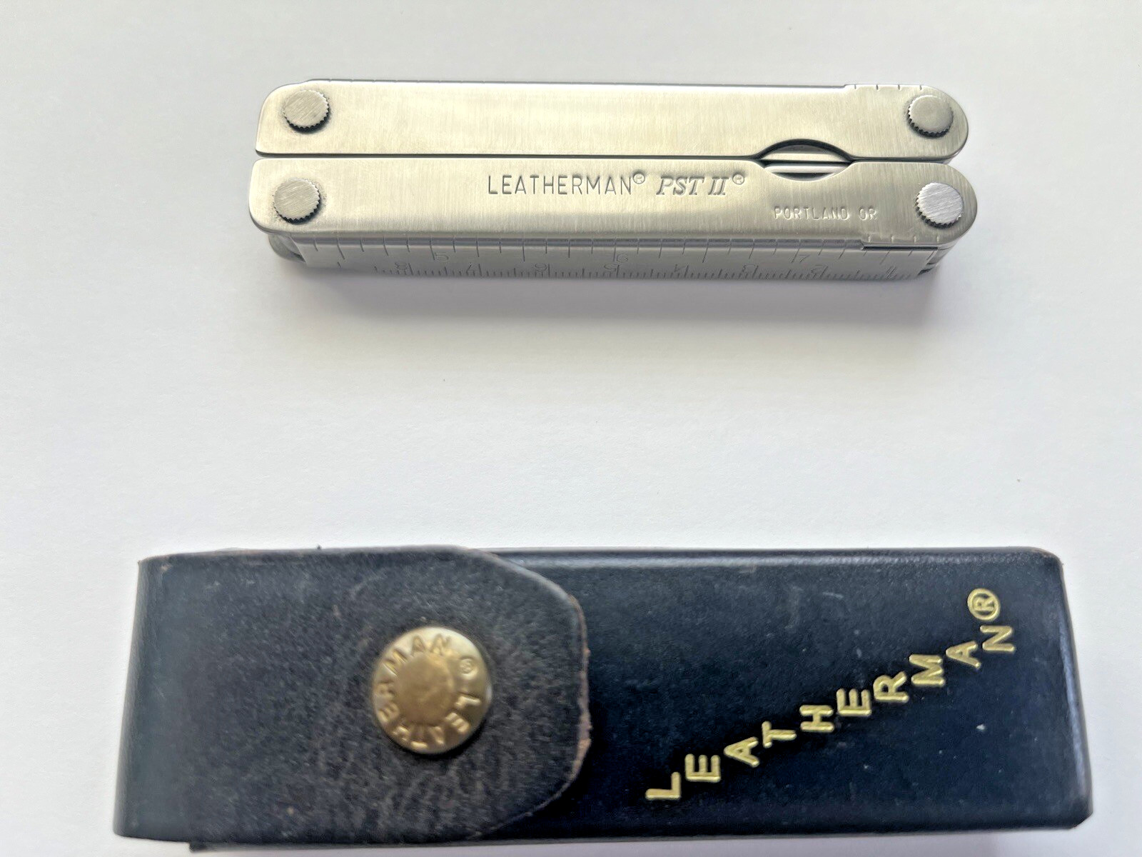 Vintage 1996 Leatherman USA PST II Stainless Steel Folding Multi-Tool & Pouch