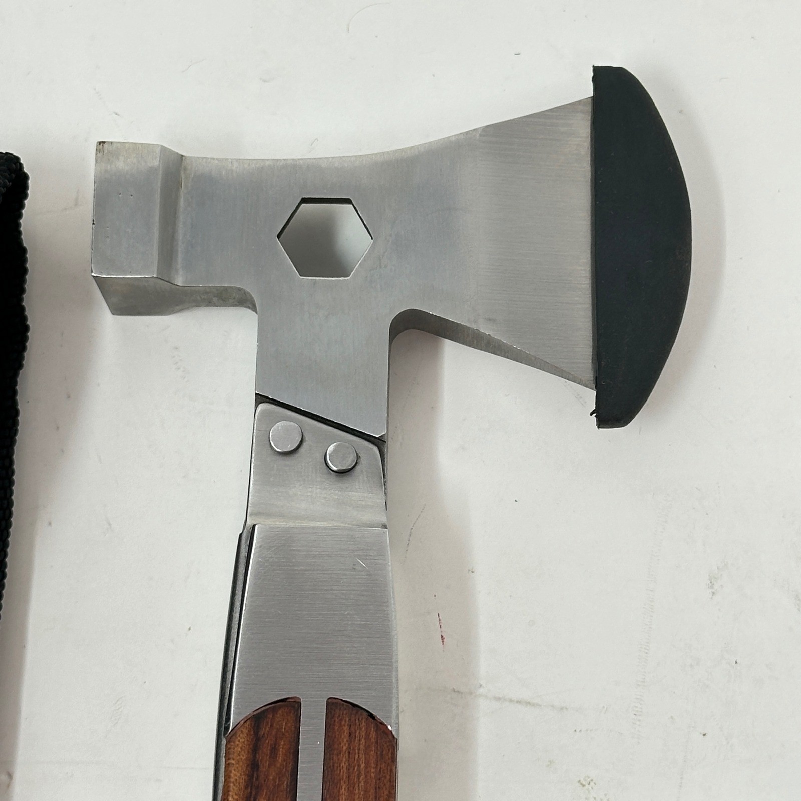Sheffield Multi-Tool Hammer Hatchet Stainless Steel Wood Inlay with Nylon Pouch