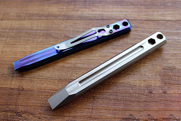 EDC TC4 Titanium Crowbar Pry Bar Screwdriver With Clip Keychain Pendant Tool