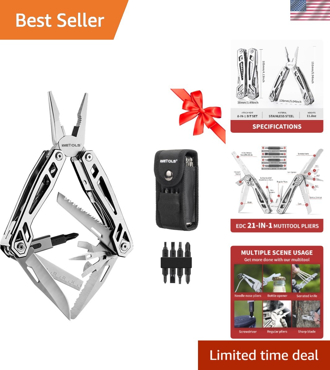 Durable 21-in-1 Stainless Steel Multitool – A Must-Have for DIY and Outdoors