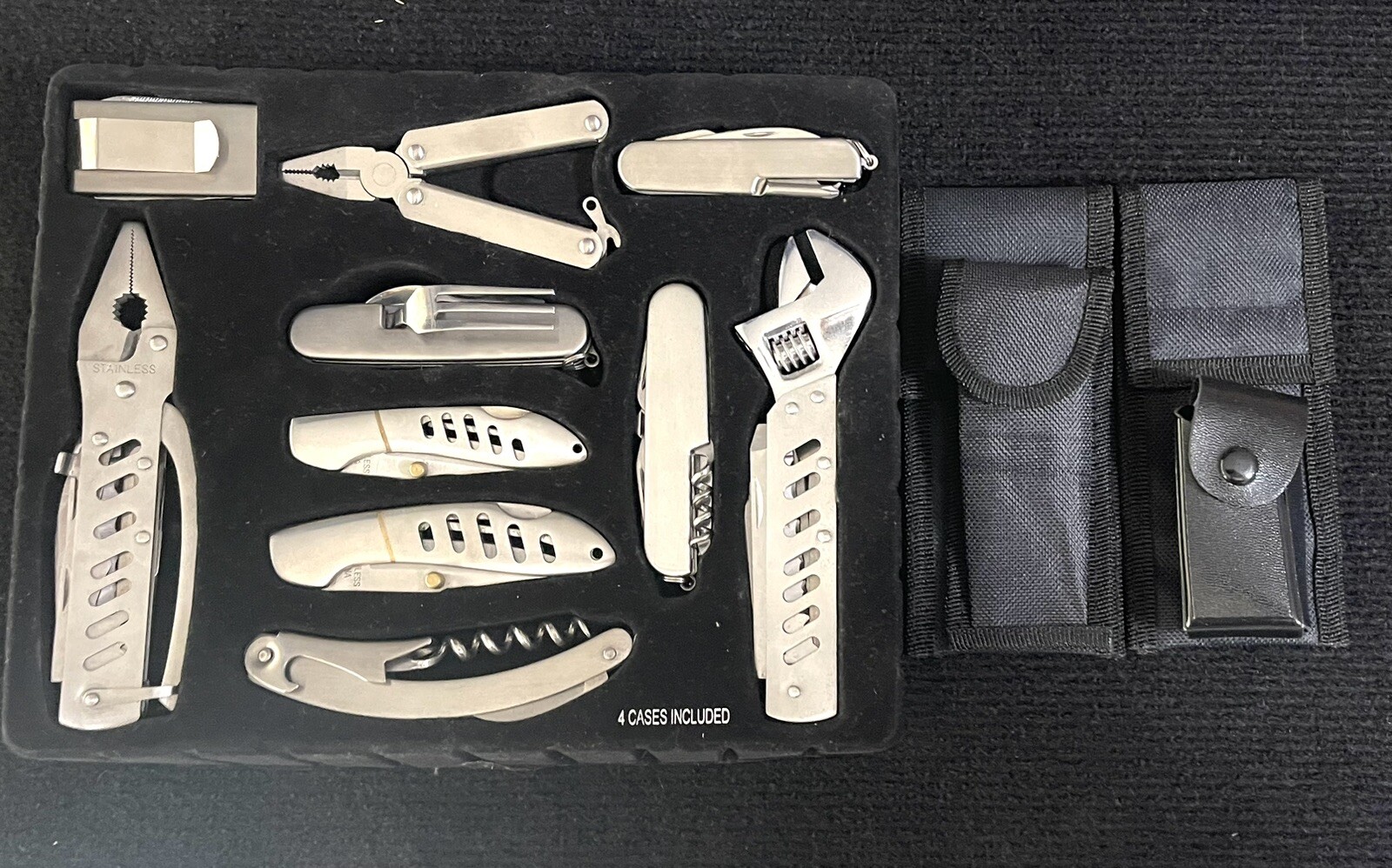 Sharper Image Essential 10 Piece Multi Use Tool Set with 4 Cases New Old Stock