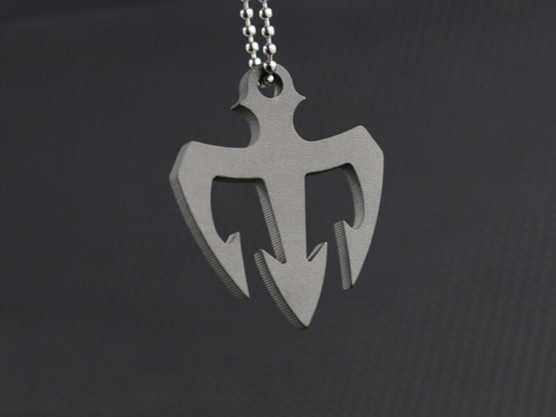 TC4 Titanium Alloy Trident Necklace Keychain Pendant Lanyard Bead DIY EDC Tools