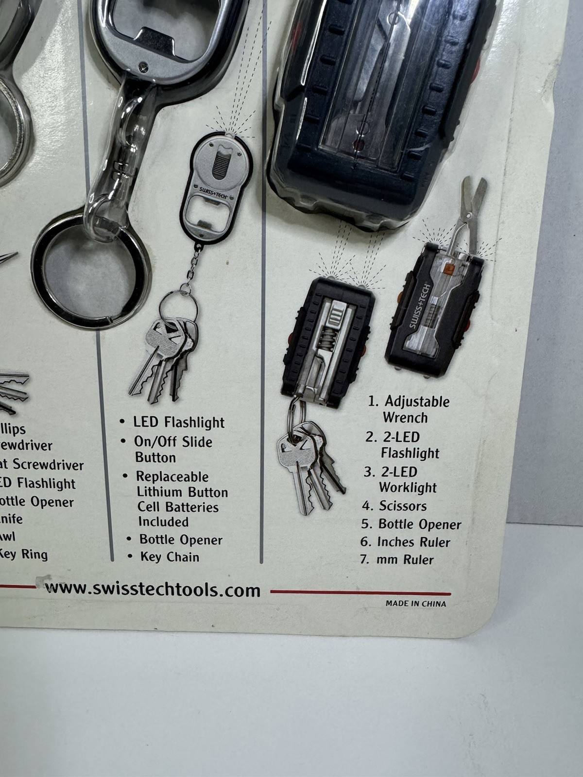 SWISS TECH Micro Tool 5 Pc Set XL900 Key Ring Flashlight Wrench Screwdriver NEW