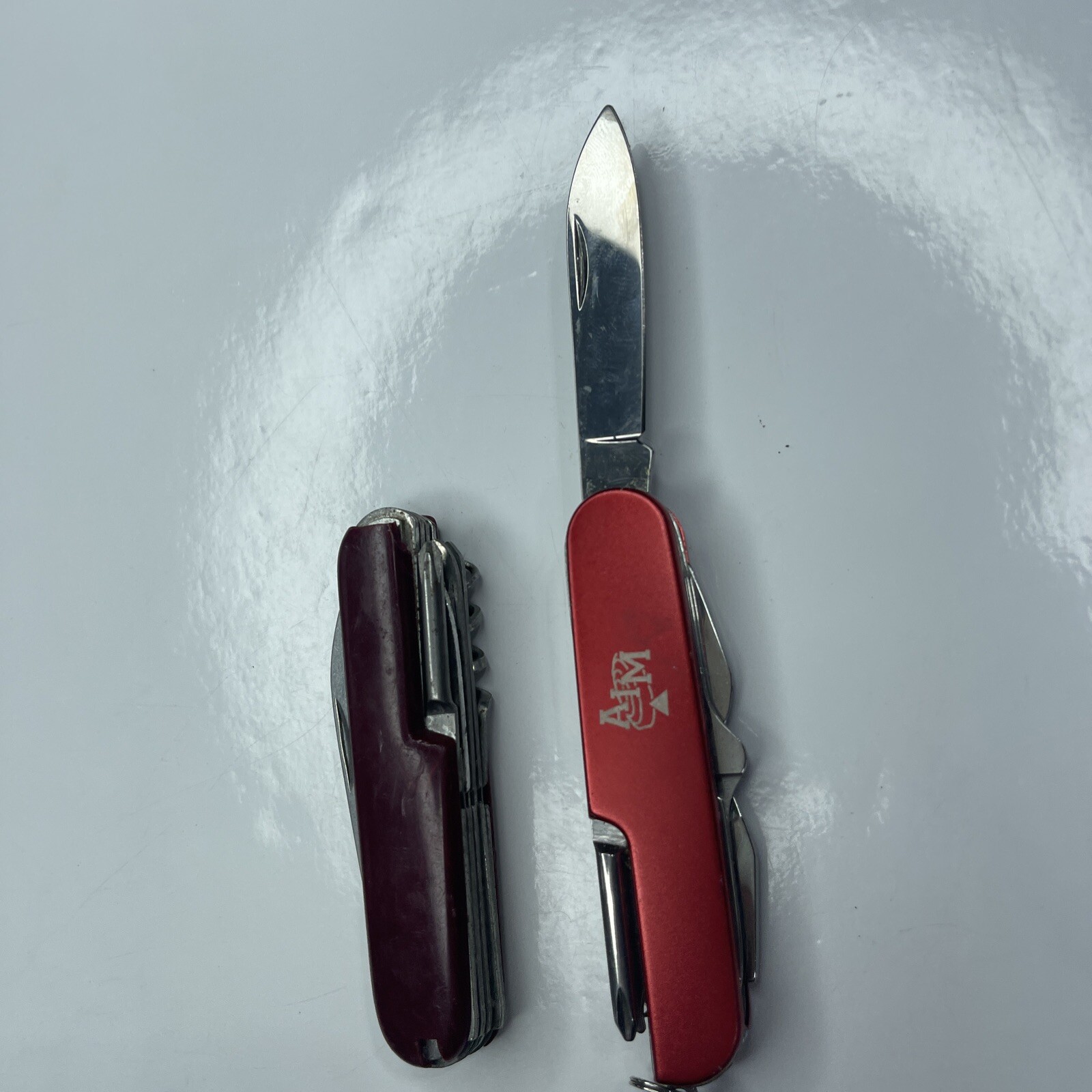 A8 Lot 2 Red Army Fold Utility Pocket Knife Stainless AIM Colorado Repair On Lt