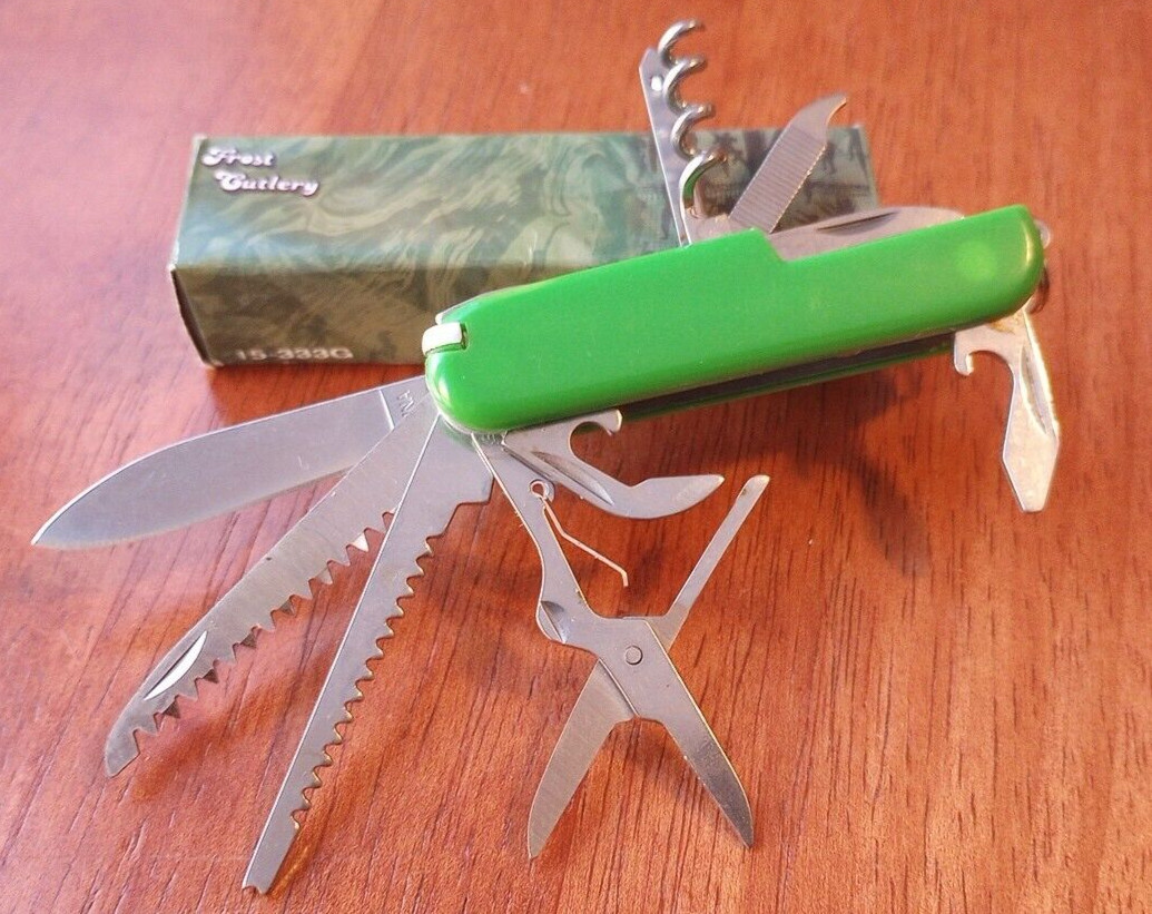 Multi-Function Frost Cutlery 3” Stainless Steel Green Army Knife 15-333G