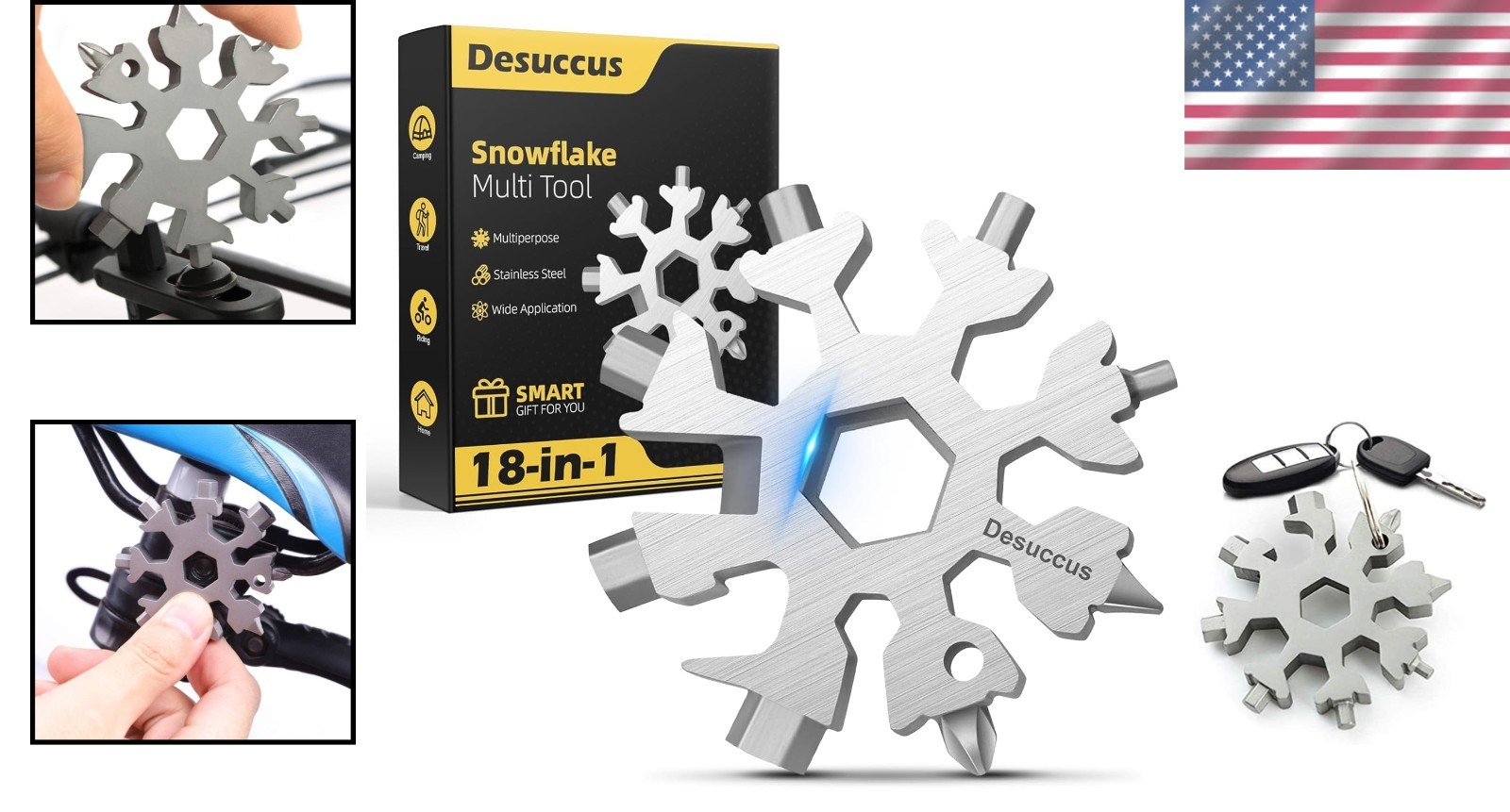 Versatile 18-in-1 Snowflake Multi Tool in Stainless Steel – Great Gift for Men