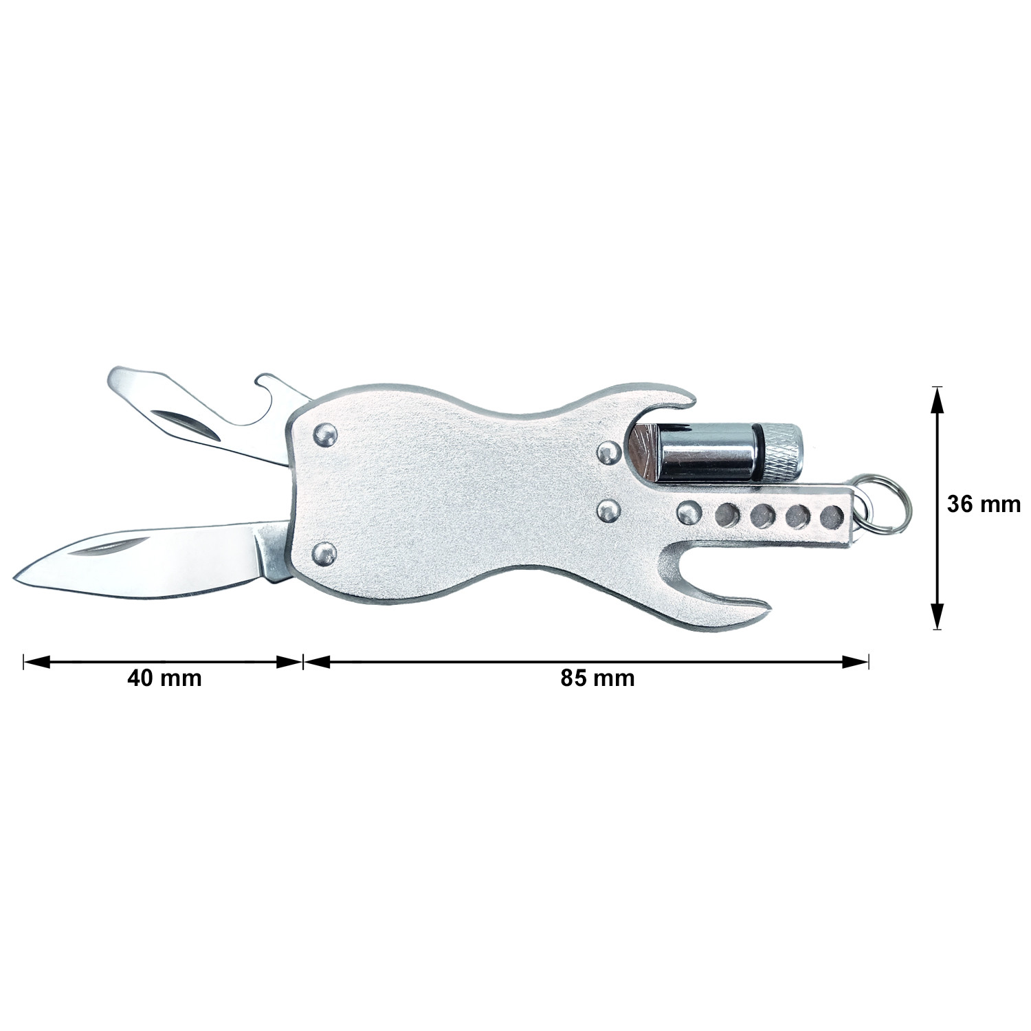 keepdrum KDMT-SV Multi Tool Keychain Guitar Silver Tone
