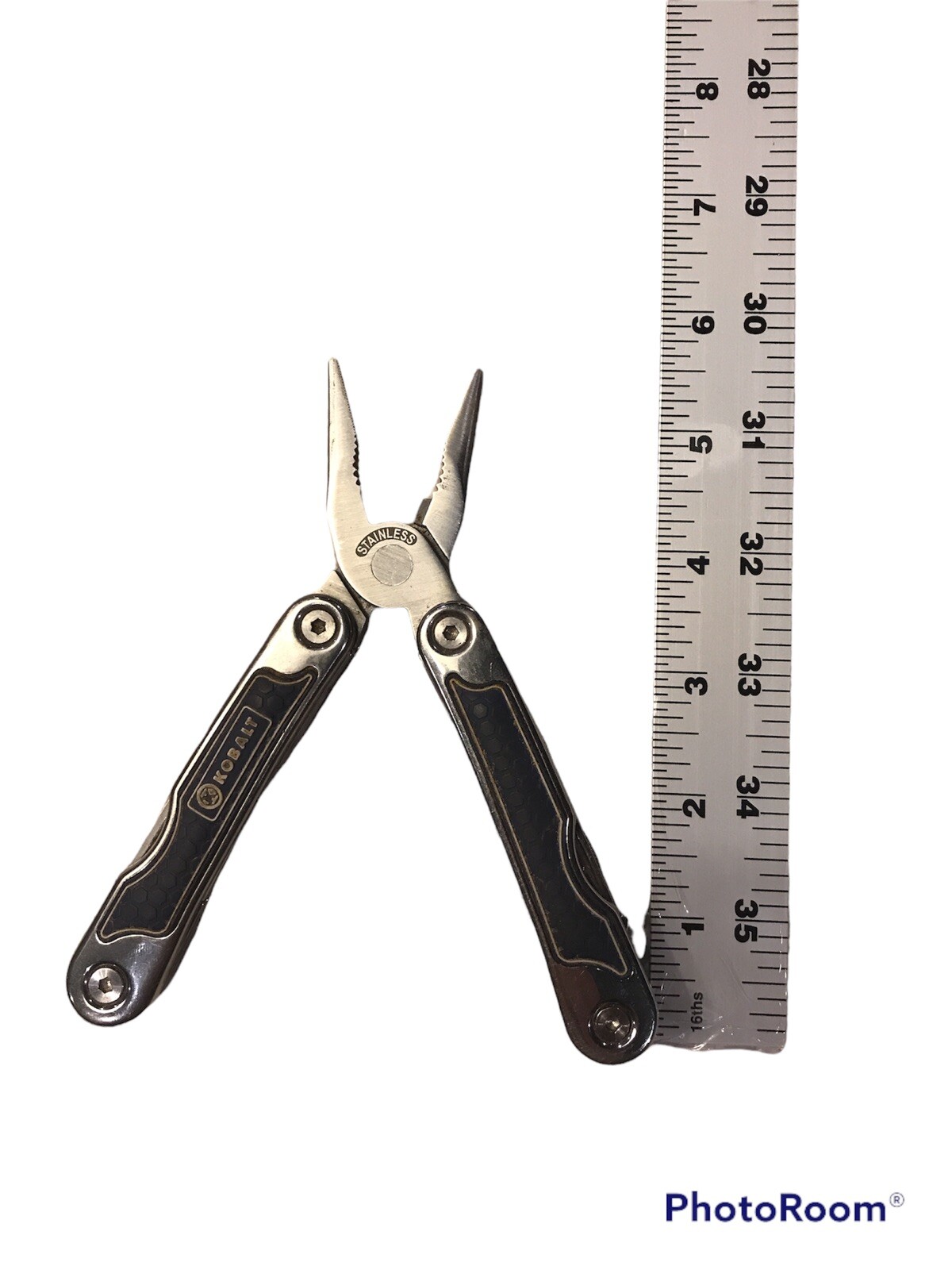 KOBALT MULTI TOOL PLIERS SAW KNIFE VARIOUS SCREW DRIVERS WIRE CUTTERS ETC