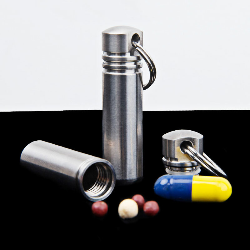 EDC Mini Titanium Alloy Keychain Waterproof Box Sealed Container Outdoor Storage