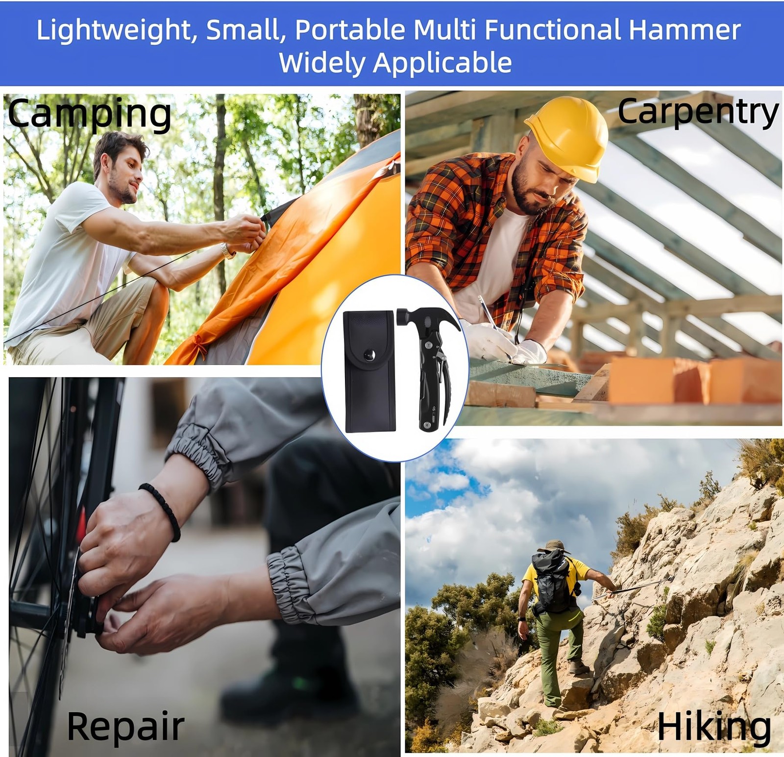 13-in-1 Mutitool, Stainless Steel Multi-functional Hammers with Hammer Saw Sc…