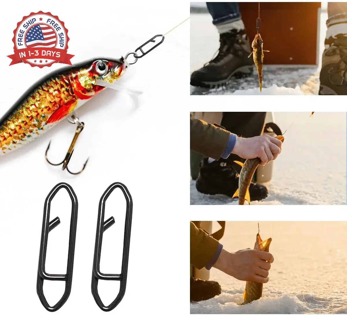 50 Pack Fishing Speed Clips, High Strength Stainless Steel Speed Clip, Fishing S