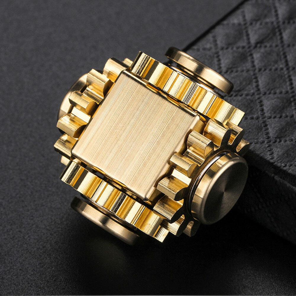 EDC Gear Linkage Brass Gyroscope Fingertips Spinning Top Gearwheel Gyro Toy Gift