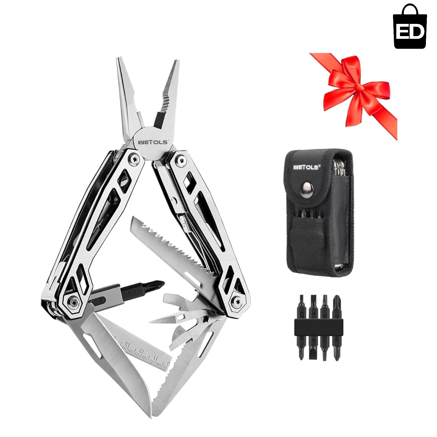 21-in-1 Stainless Steel Multitool with Pocket Knife – Ideal Gift for Men & Women