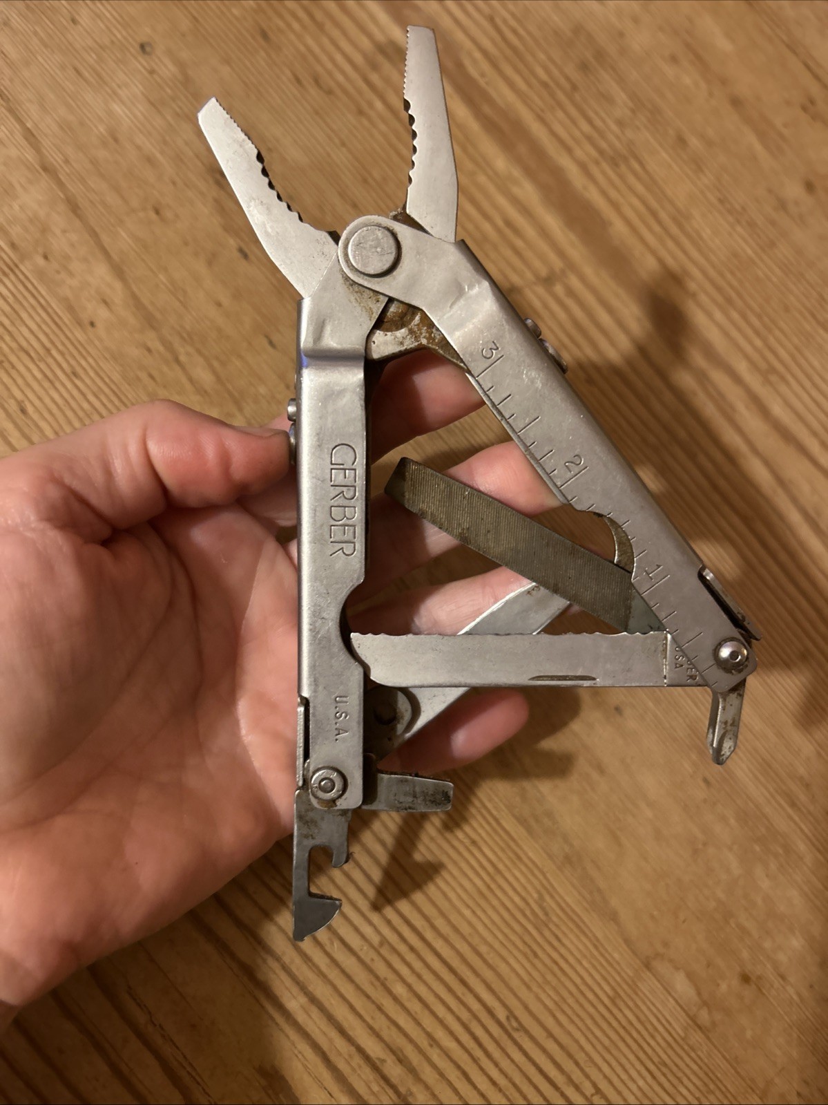 Vintage Gerber Multitool Knife Tools 8 Piece Army Pliers Ruler Misc USA Pat Pend