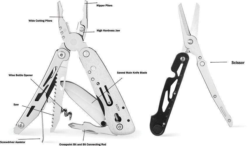 Ganzo Knives Multitool Stainless Tools & Bit Connecting Rod Nylon Belt Sheath