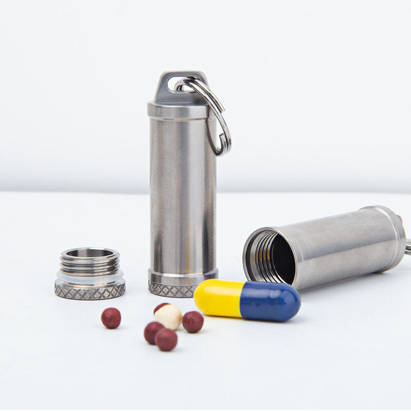 EDC Titanium Alloy Keychain Waterproof Box Sealed Container Outdoor Storage Tool