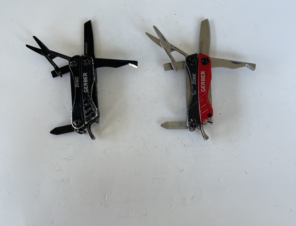Lot 2 Gerber Dime Mini Multitools, Red / Black, Plain Edge, Scissors, Fast Ship!