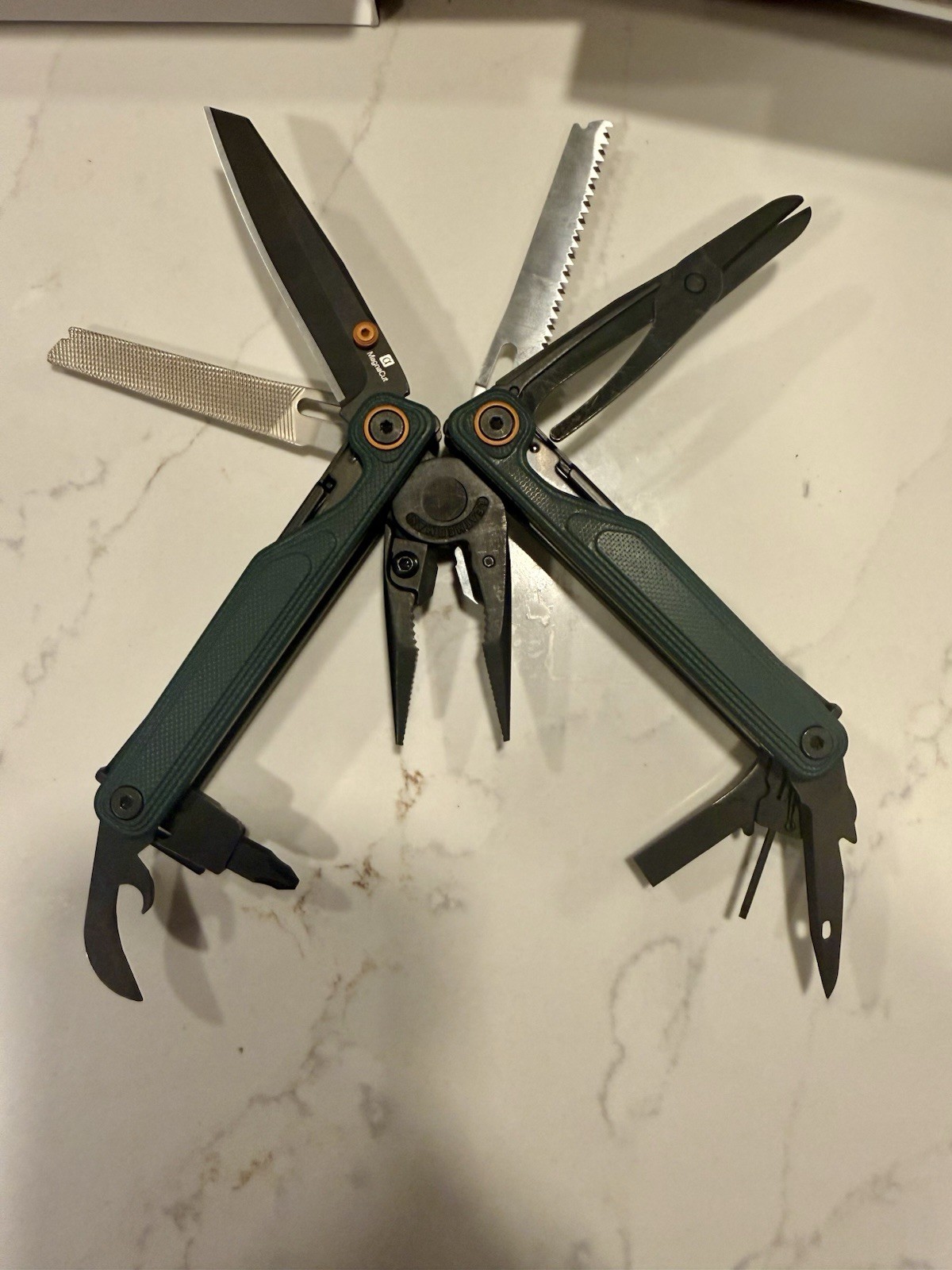 Leatherman Wave Alpha Multitool Black Oxide CUSTOM SWAP Teal Cascadia G-10 *READ