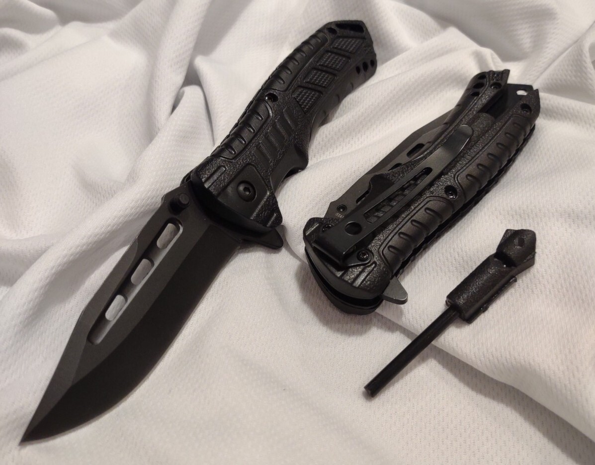 8″ Black Spring Assisted Locking Pocket Knife Folding Tactical Rescue Camping