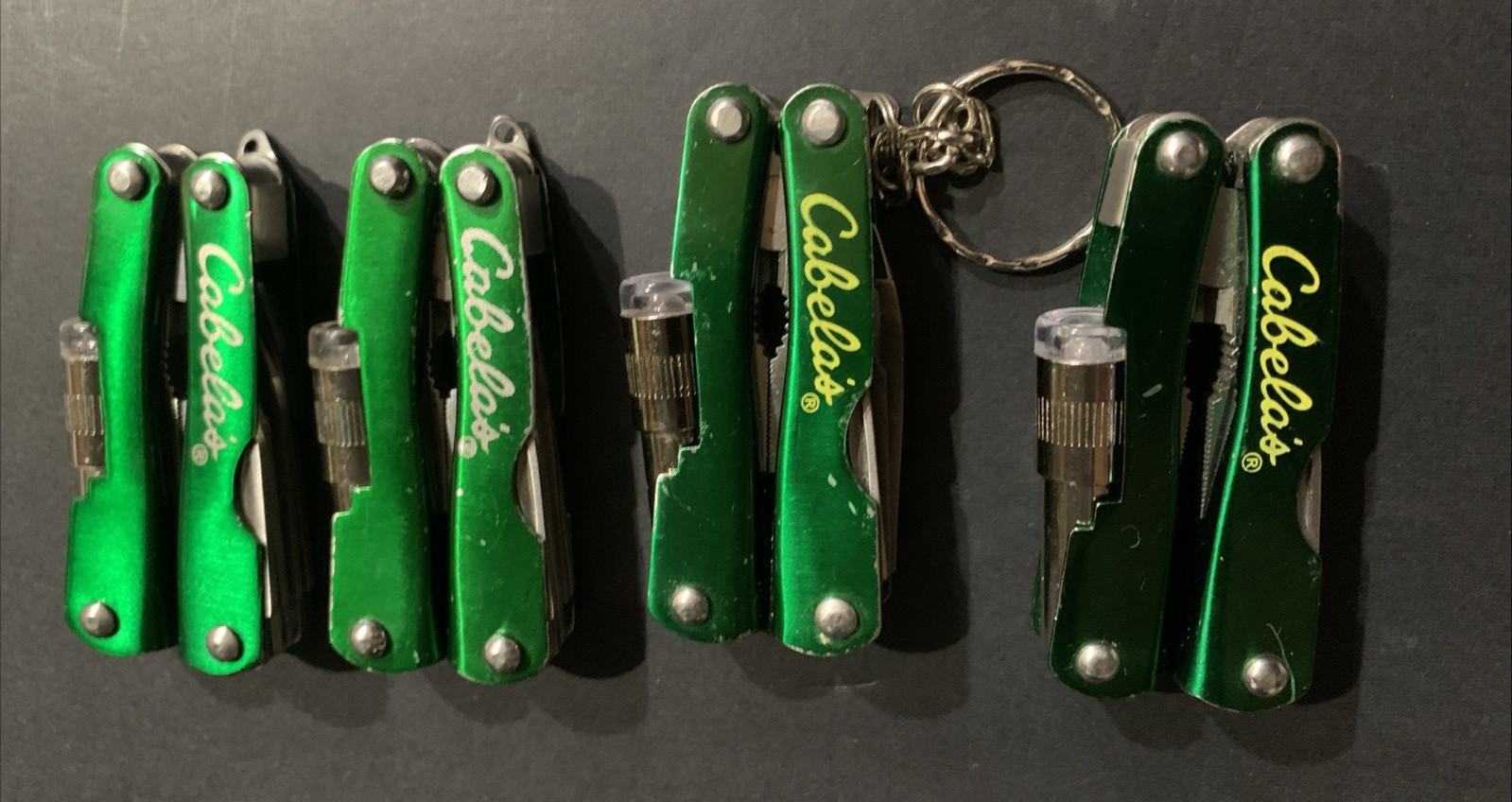 CABELA’S Multi Tool LED Light Green StainlessSteel Knife Lot Of 4 NEW