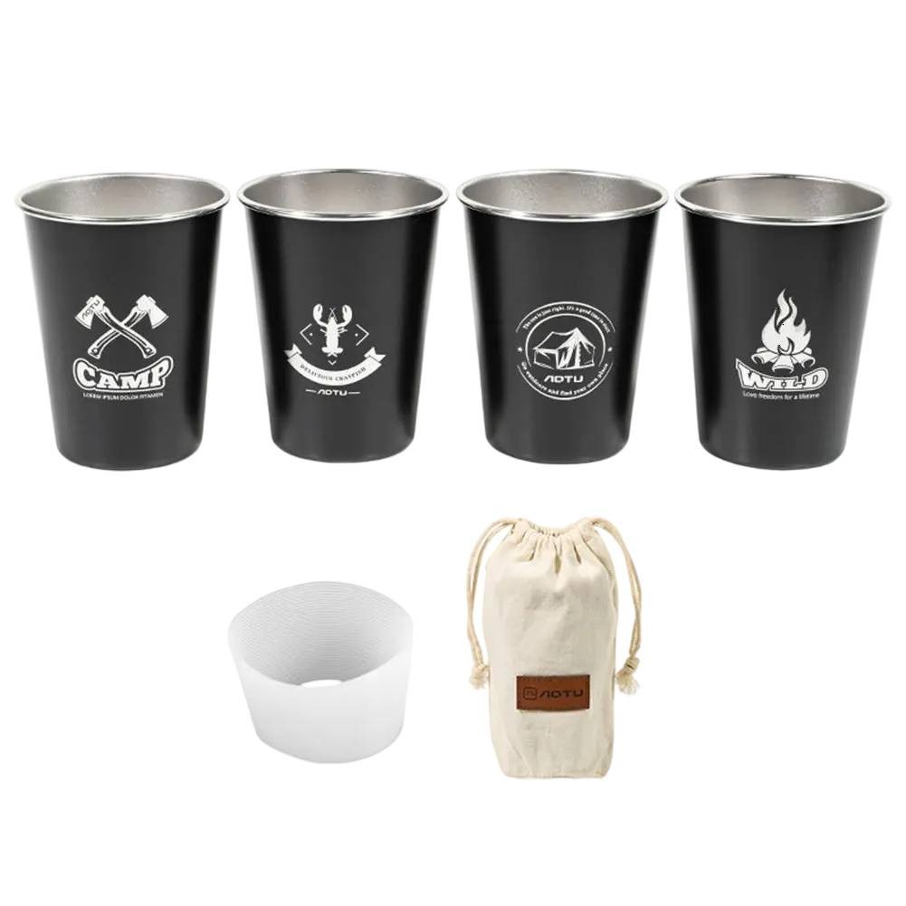 Cup Set of Four Designed for Campers Made from High Grade Stainless Steel