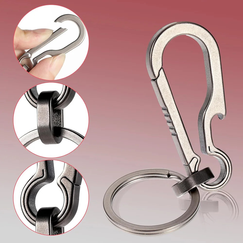 Titanium Buckles EDC Outdoor Tool Titanium Alloy Keychain Tiranium Buckle Key Ri