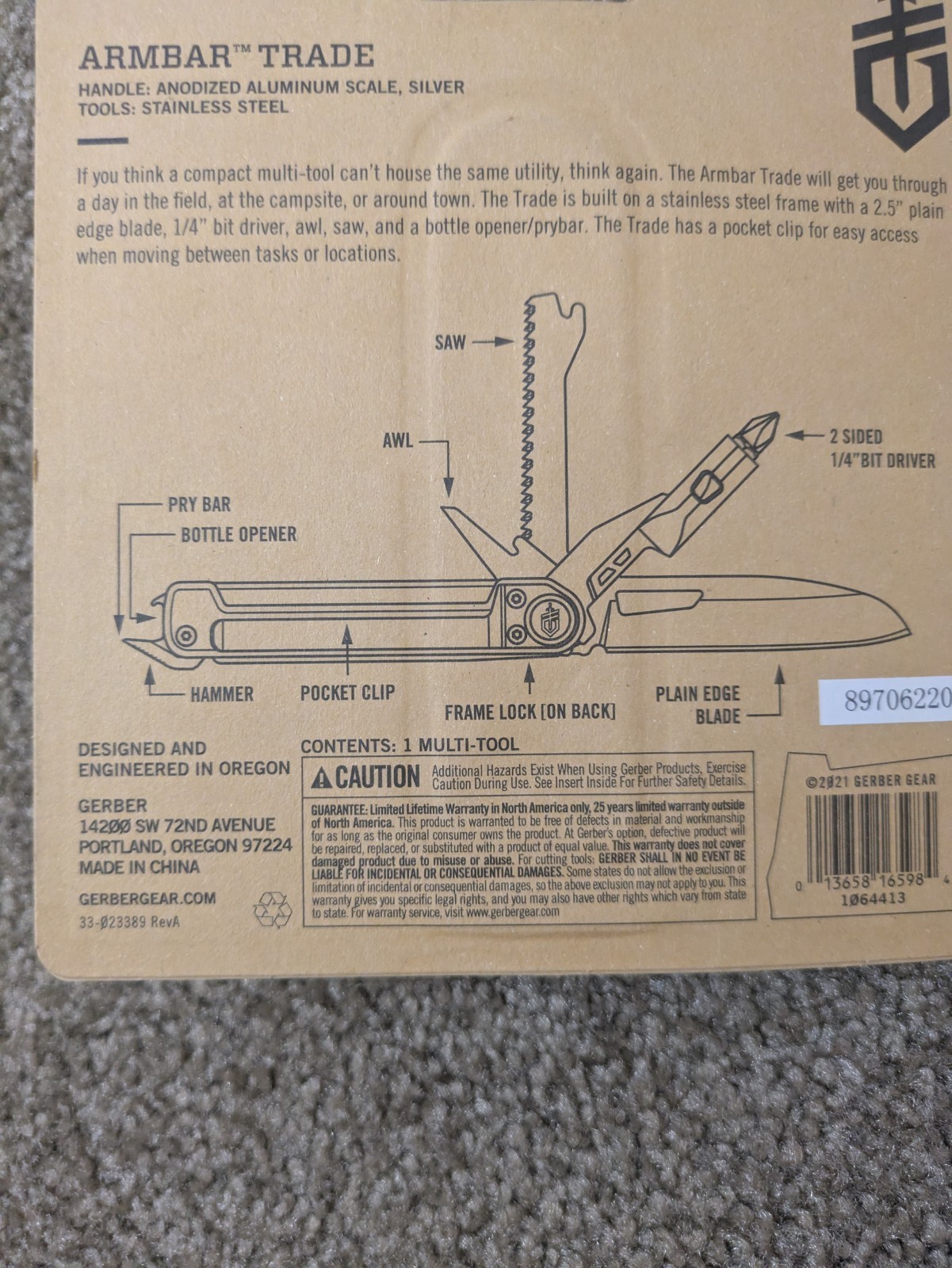 Gerber Armbar Trade Multi Tool 8 Tools