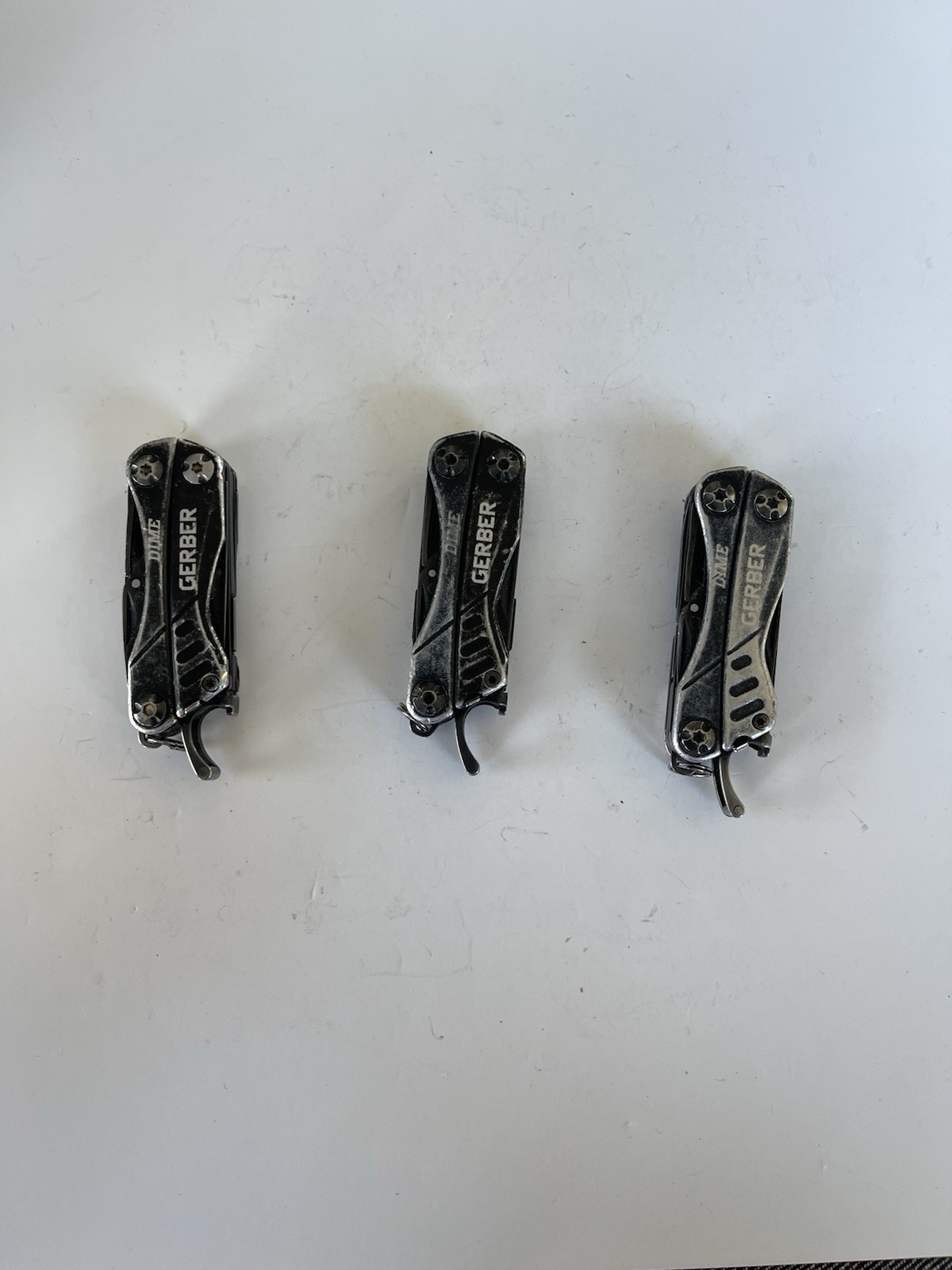 Lot 3 Gerber Dime Mini Multitools, Black, Good Condition, Plain Edge, Fast Ship!