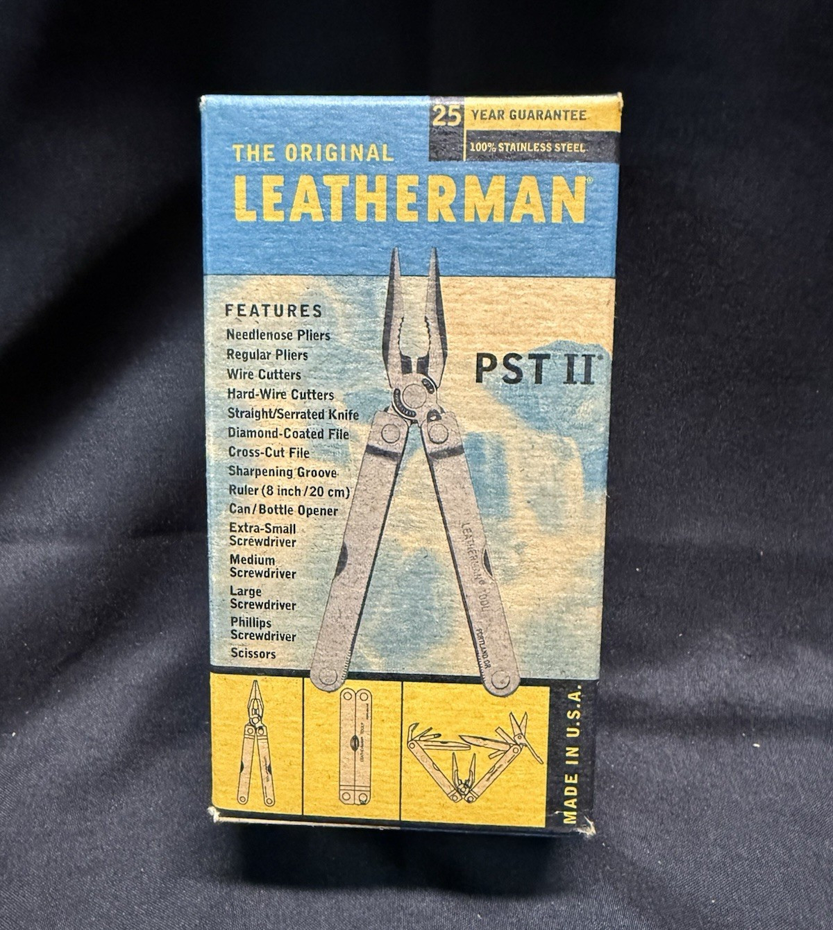 Leatherman PST II 13-Tool Multi-Tool Stainless, Serrated, Leather Sheath Box