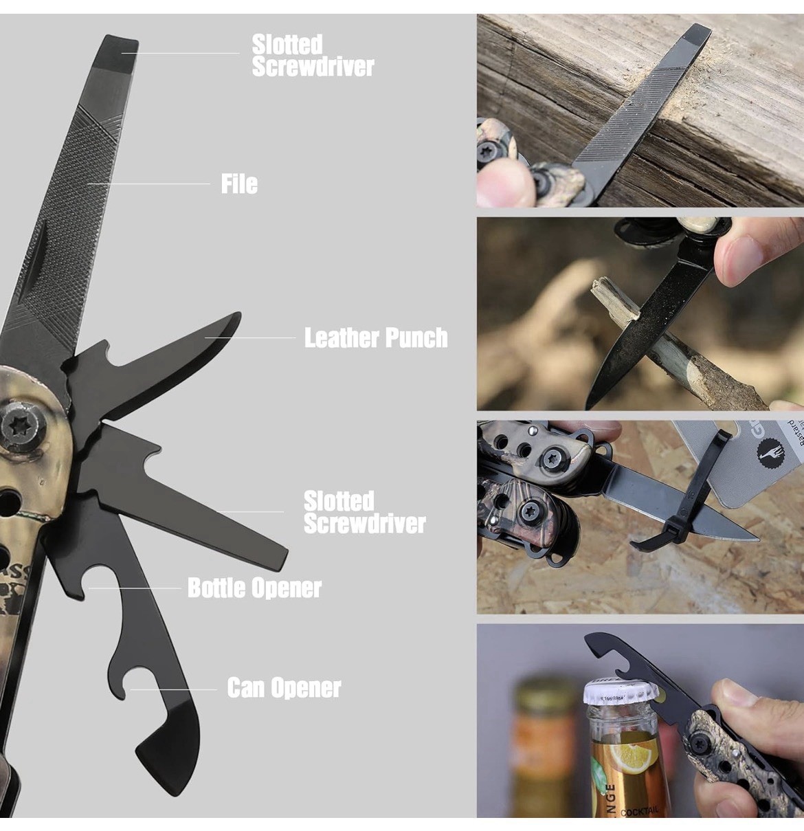 MOSSY OAK 13-in-1 MULTI-TOOL w/ Sheath (Knife, Pliers, Saw, Screwdrivers, etc.)