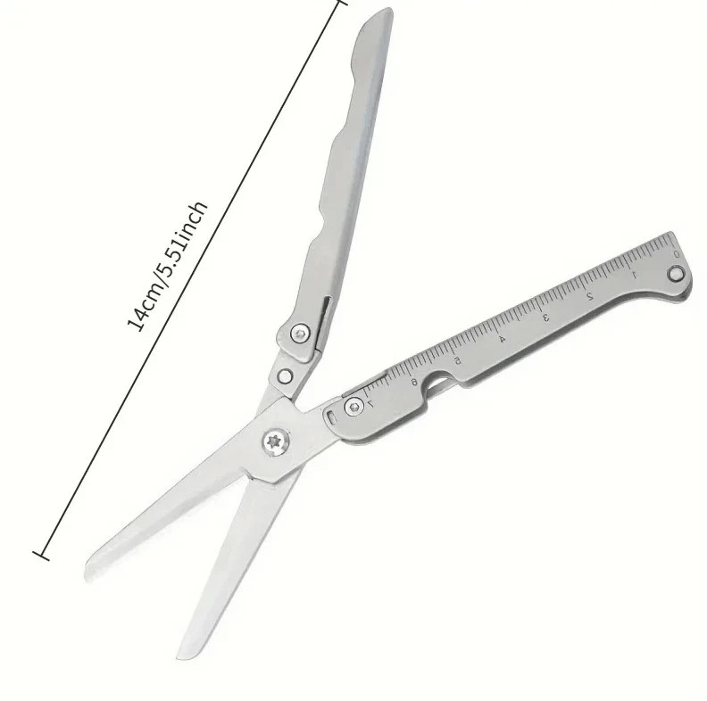 1pc Multifunctional Folding Stainless Steel Survival Scissors Portable EDC Tool