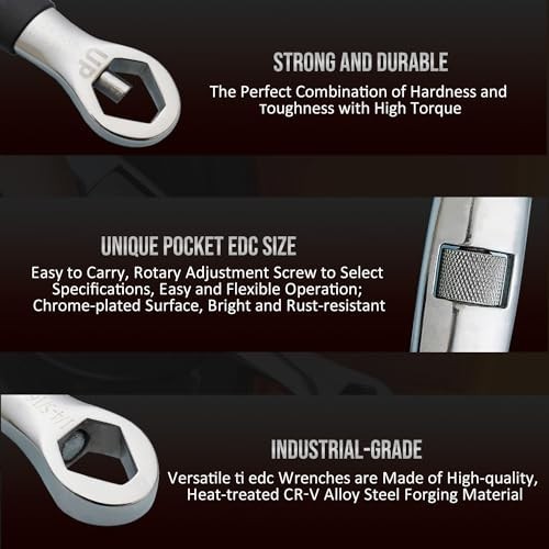 Universal Pocket Wrench Multi Tool 23 Sizes 7-19mm 1/4-3/4 Compact EDC Repair