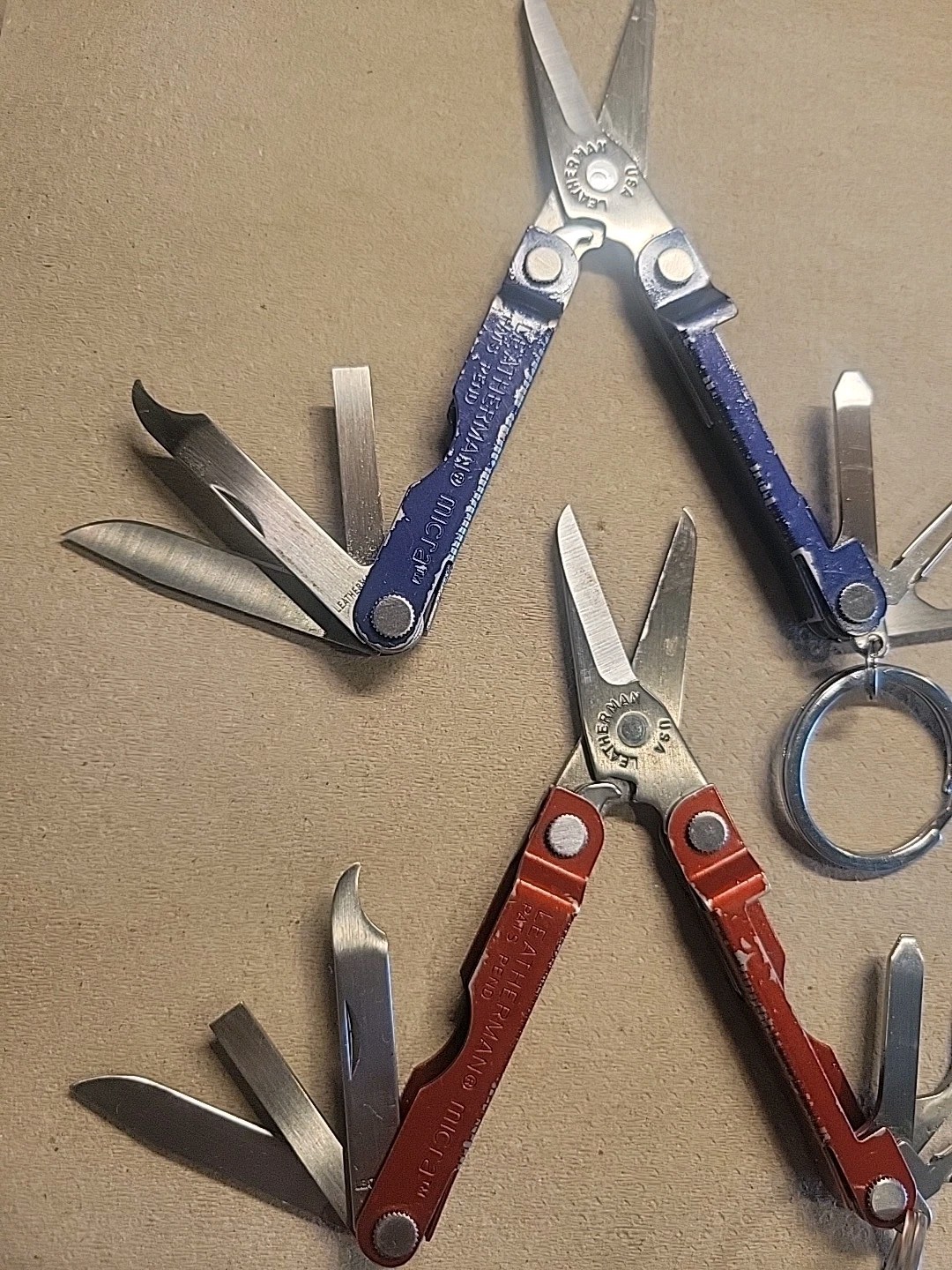 2 Leatherman Micra Multi Tool Blue Red Good Condition All Working Tools Lot C