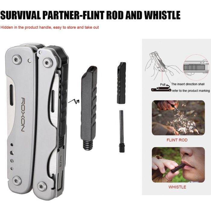ROXON Flash Elite Multitool Many Integrated Tools Stainless Handles Belt Sheath