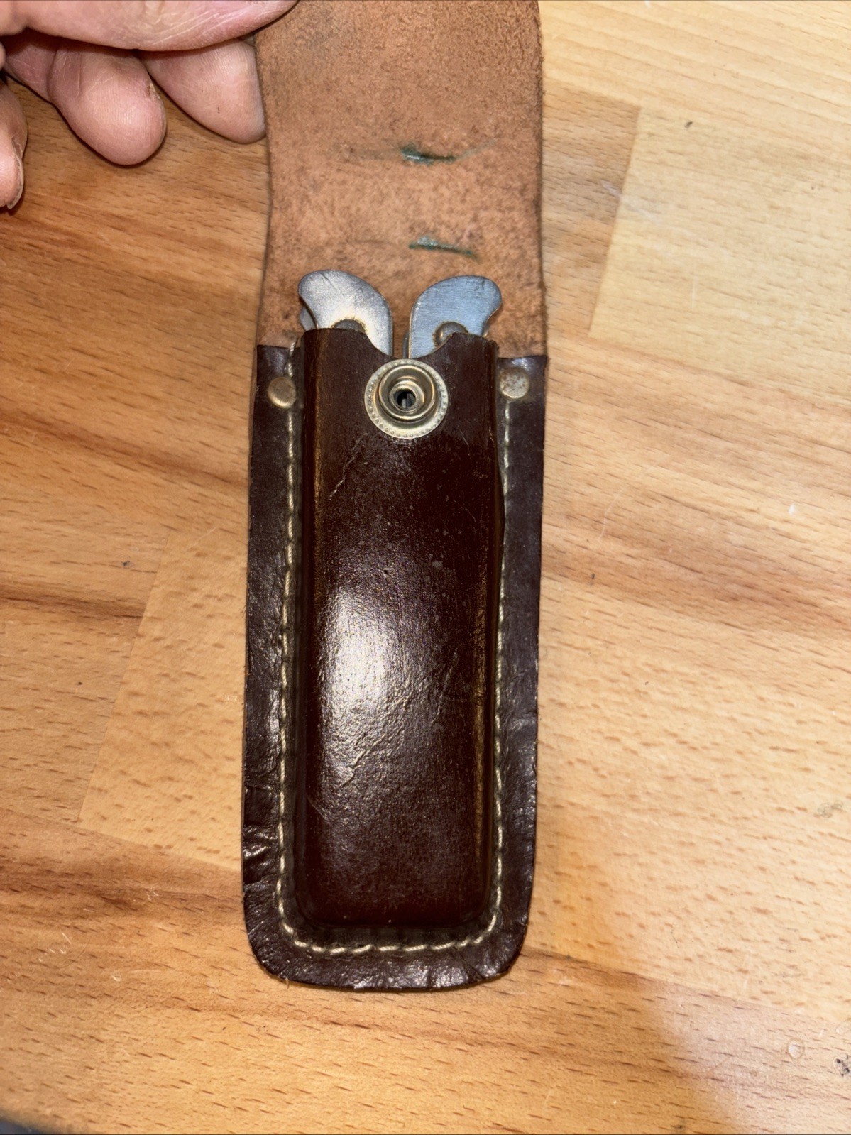 VTG American Camper Stainless Steel Multi Tool Foldable W Brown Belt Case Sheath