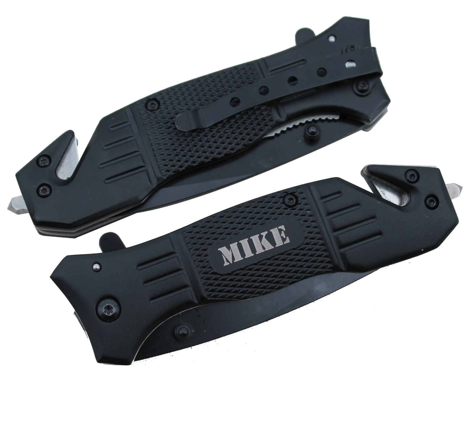 Personalized Grey Gunmetal Rescue Tactical Pocket Knife – Groomsman Gift