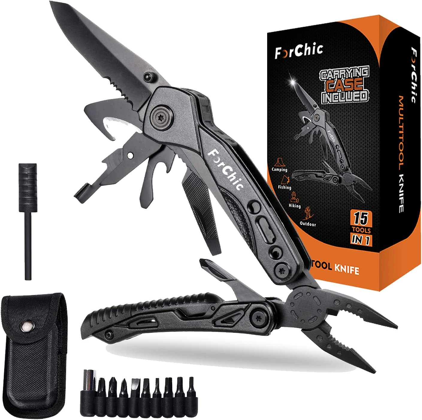 15 in 1 Multitool Pliers, Fire Starter,Whistle,Scissors,Screwdriver, Christmas B