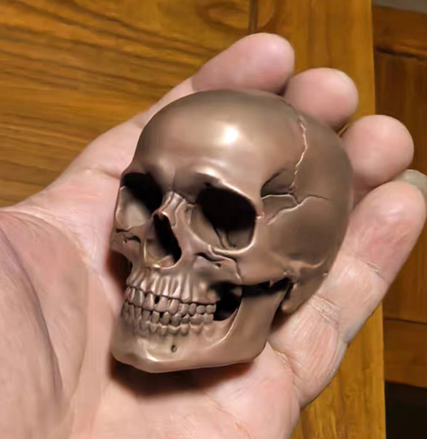 Pure Red purple copper skull head ornament Solid Artistic