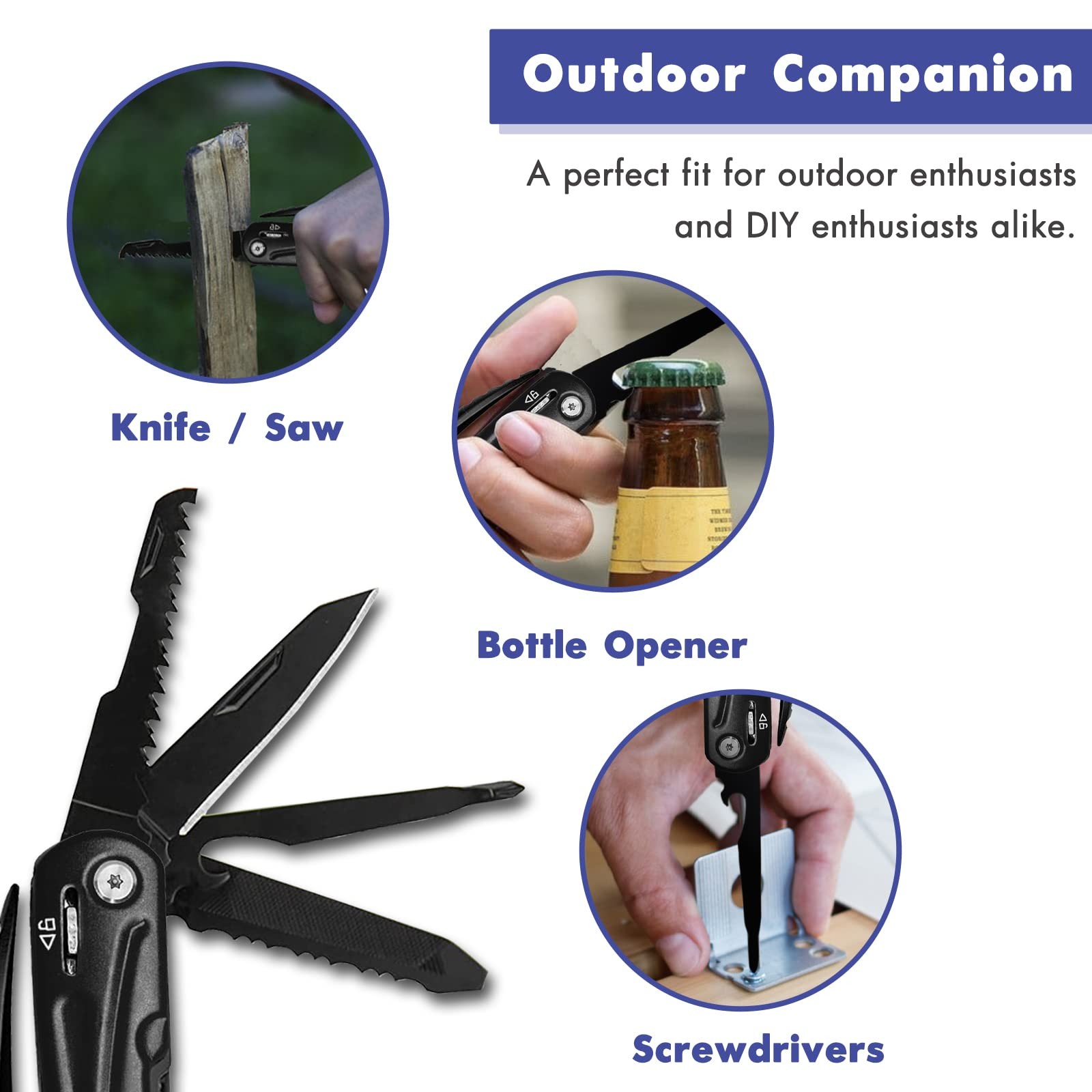 Black Hammer Multitool Gadget Gift For Men Husband Birthday Carrying Case