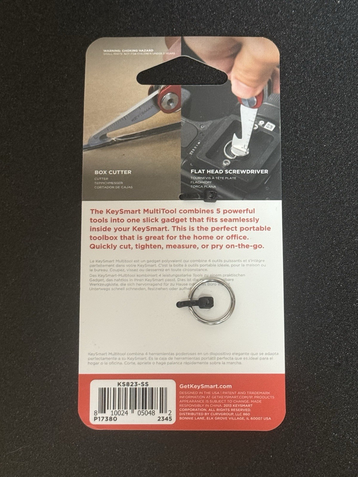 KeySmart MultiTool – 5-in-1 Multi-Purpose Keychain Tool with Box Opener Ruler…