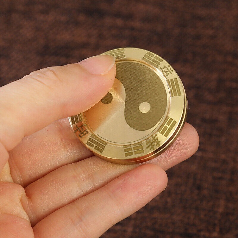 NewSolid Brass Fidget Slider Clicker luck Coin Tai Chi Haptic EDC Toy for Adult