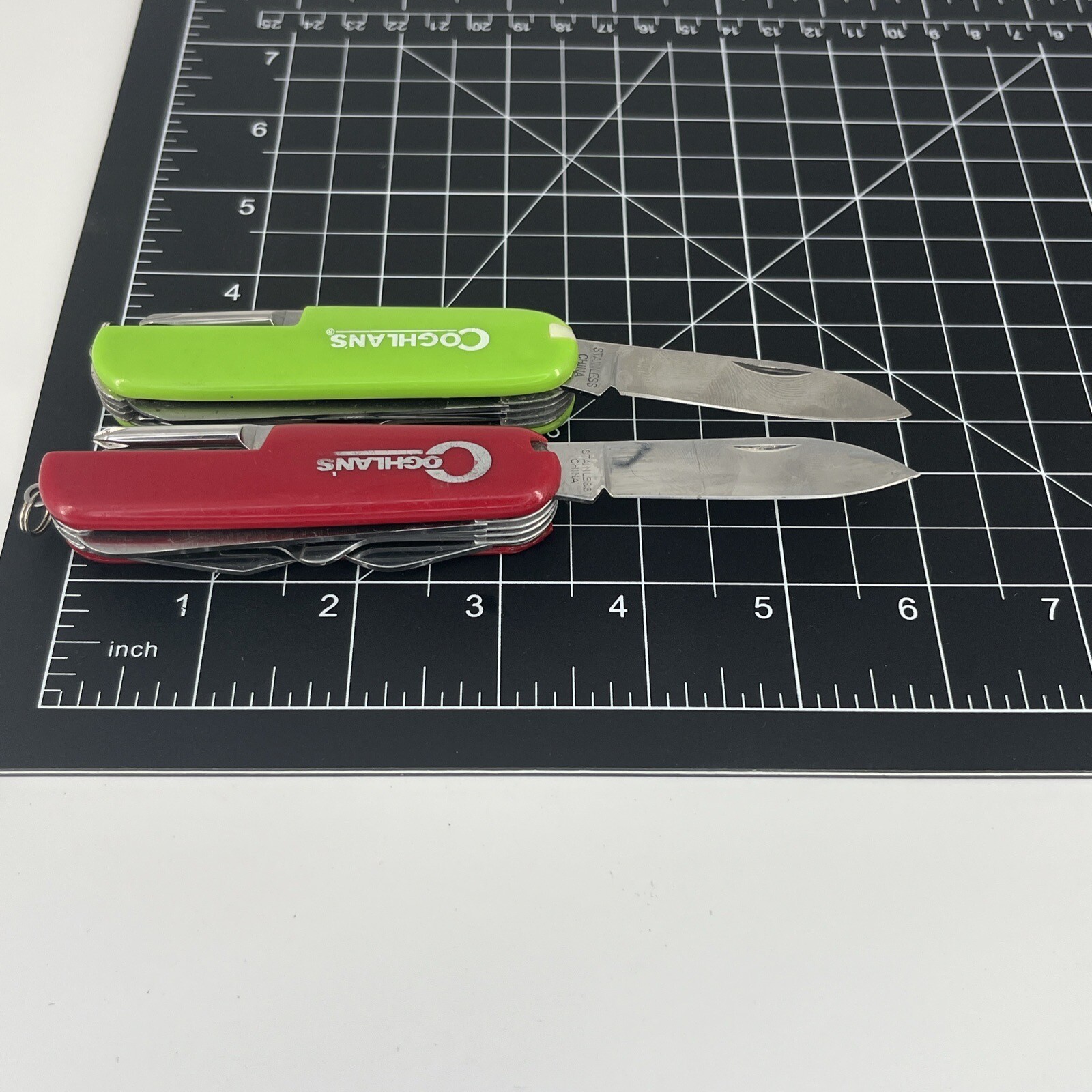 Lot of 2 Coghlan’s Camper’s Pocket Multi Tool / Knife – Red & Green – SAVE BIG!