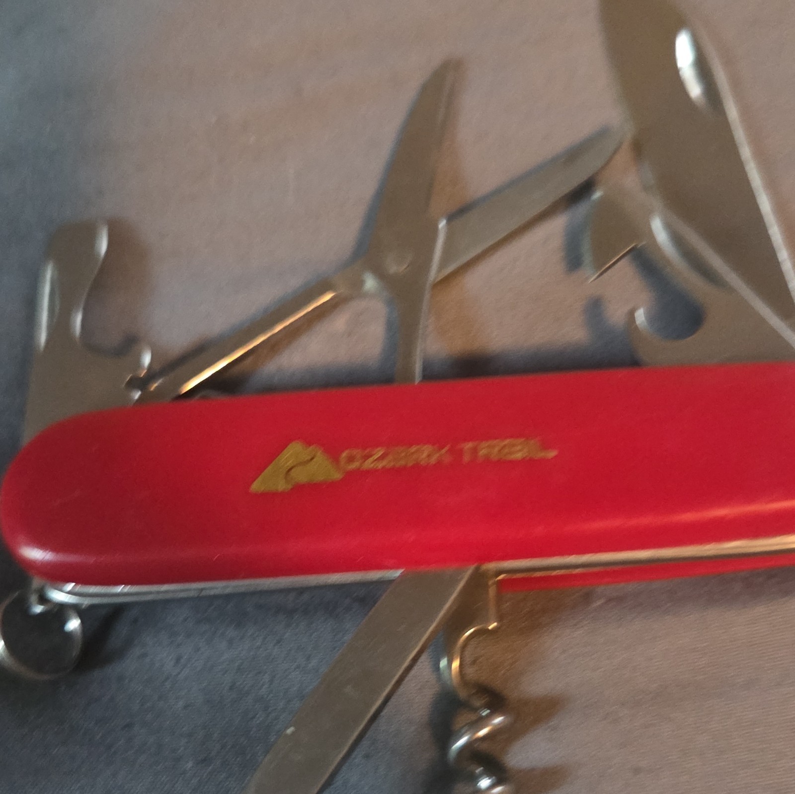 Ozark Trail 7-in-1 Red Multi-Tool Knife w/ Scissors Corkscrew Keyring