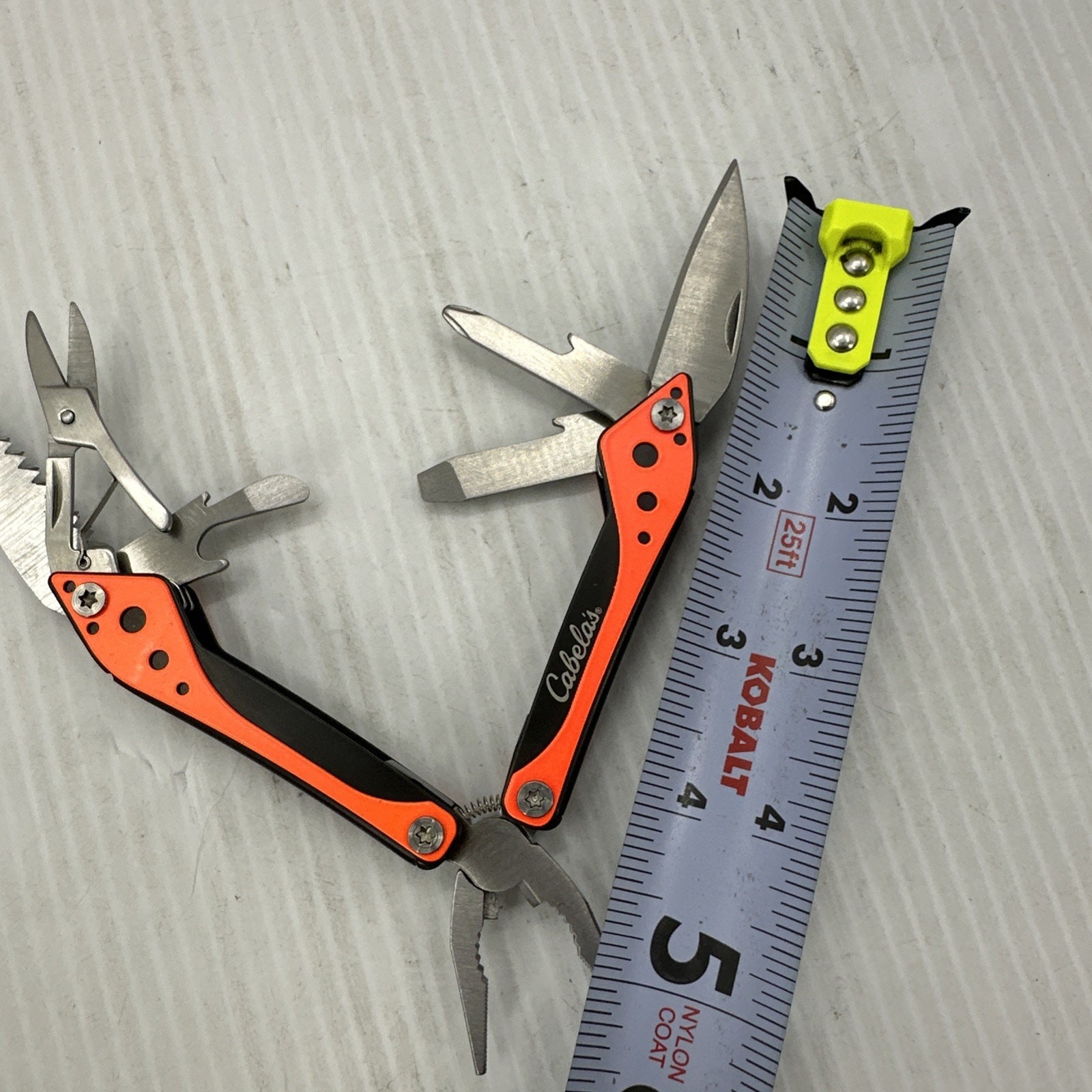 Cabela’s Multi-Tool Pliers Orange Black Stainless Steel Camping Knife With Case